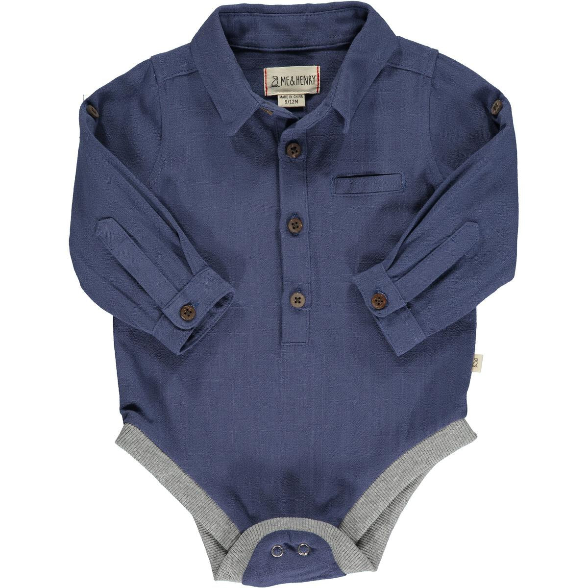 Me & Henry - Chemise cache couche bleu denim