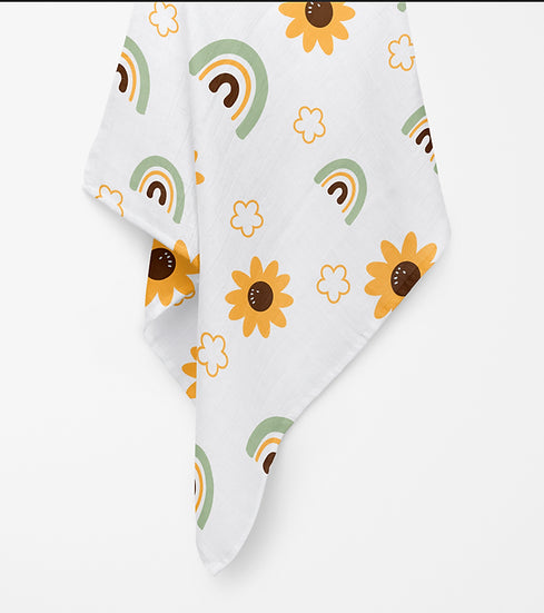 Collection mini coco - Mousseline ( doudou en bambou ) -   Tournesol et arc-en-ciel