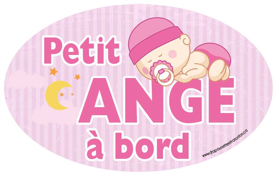 Drapounette et Ratonton - Autocollant BB à bord pour voiture, petit ange rose