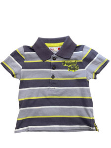 Boboli - Chandail polo ligné gris et jaune, 6 mois