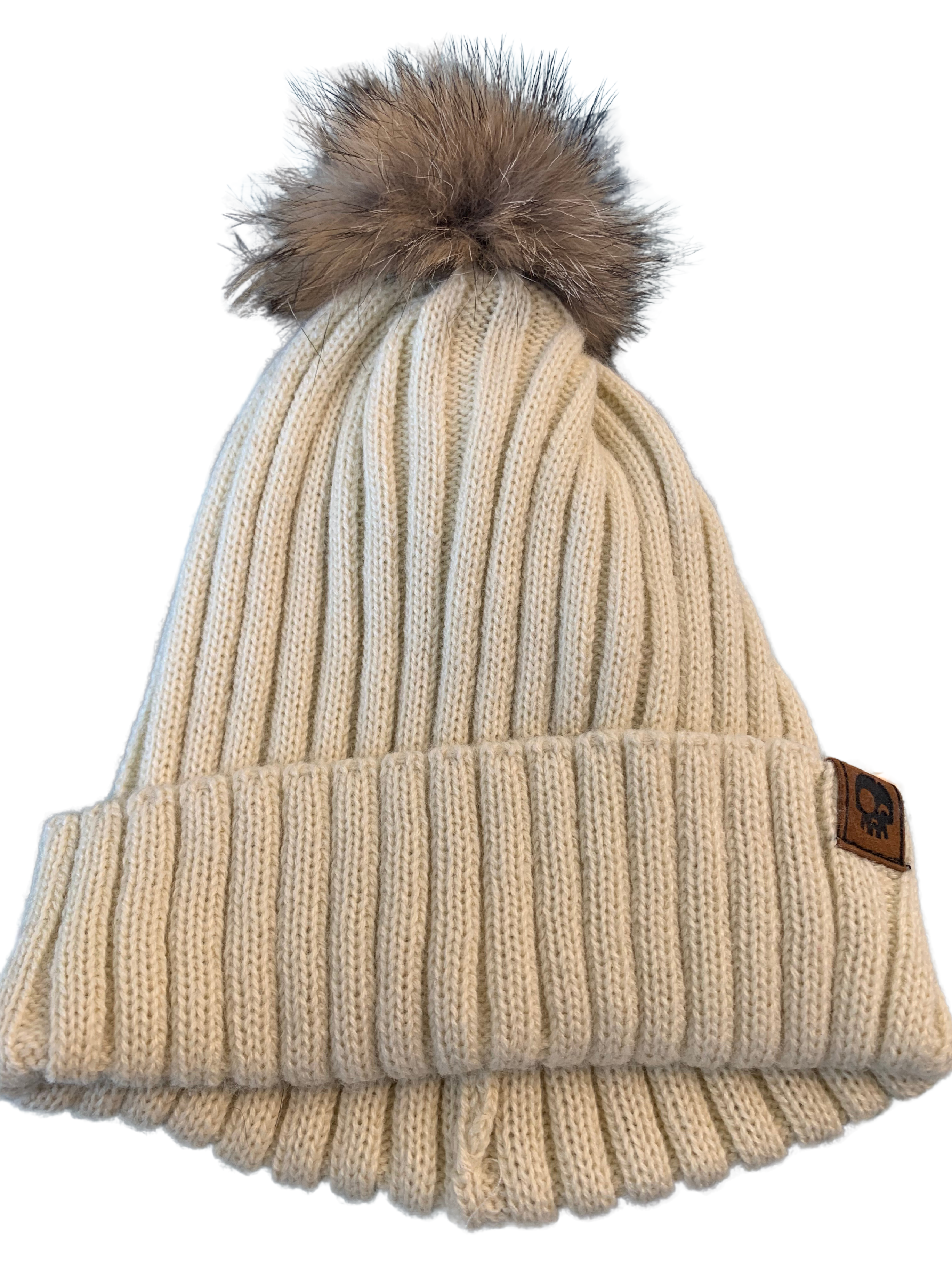 Headster kids - Tuque en tricot avec pompon, beige 2-6 ans