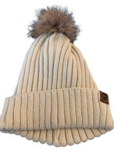 Headster kids - Tuque en tricot avec pompon, beige 2-6 ans