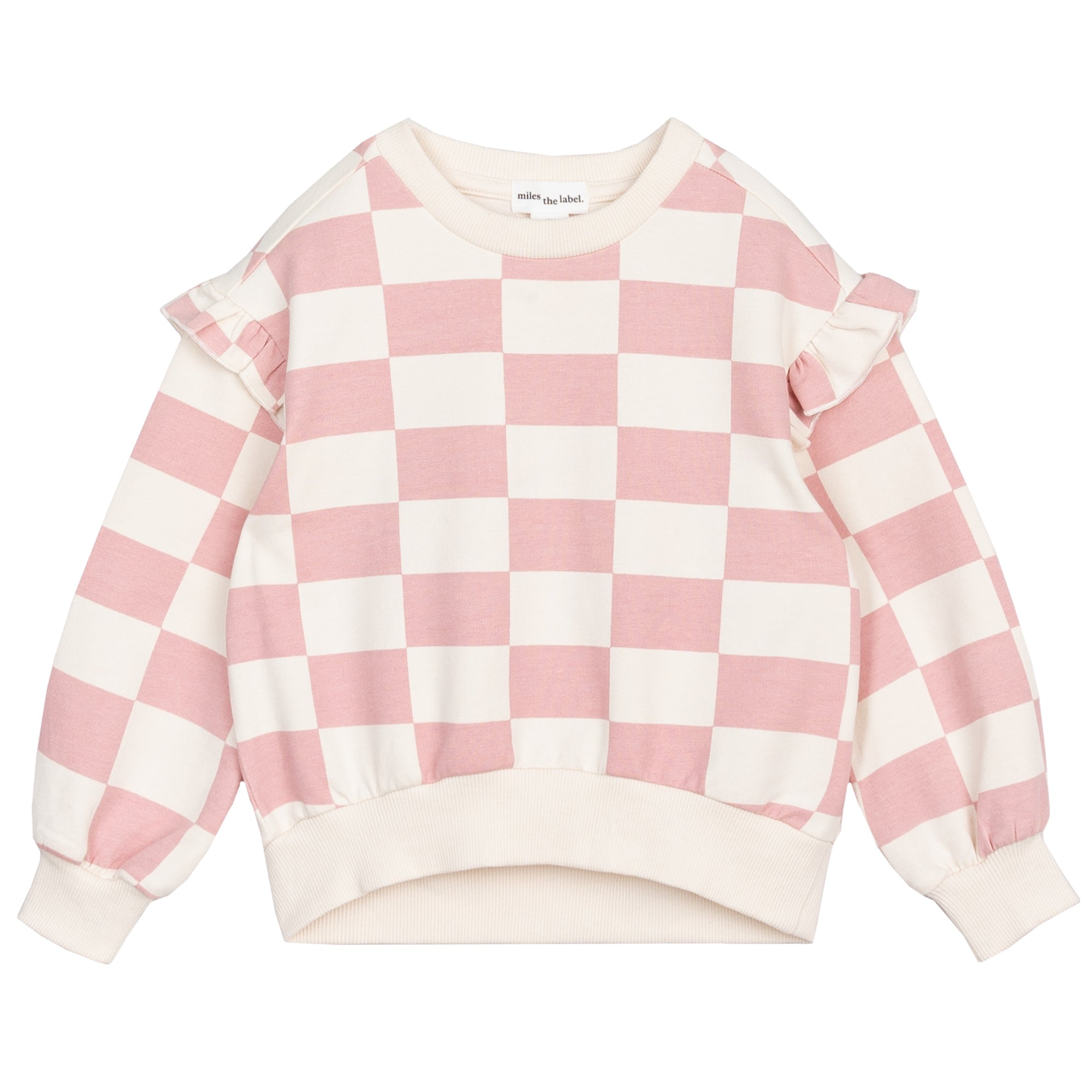 Miles the label - Chandail manches longues carreaux rose