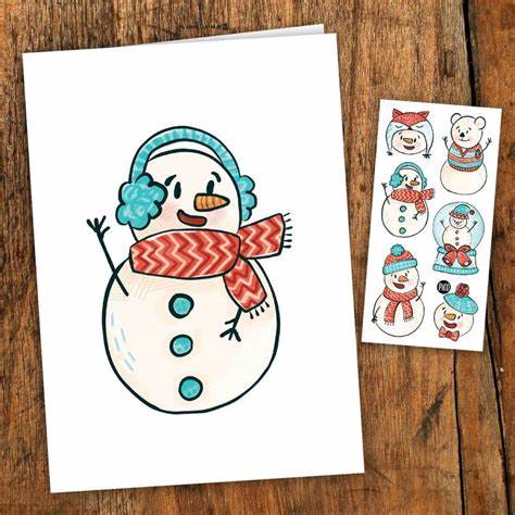 Pico tatouage- carte de souhaits - bonhomme de neige