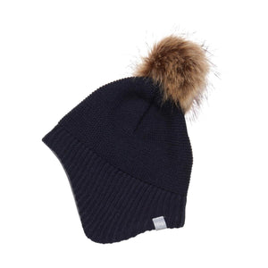 Color kids - Tuque hiver en tricot avec pompon, marine