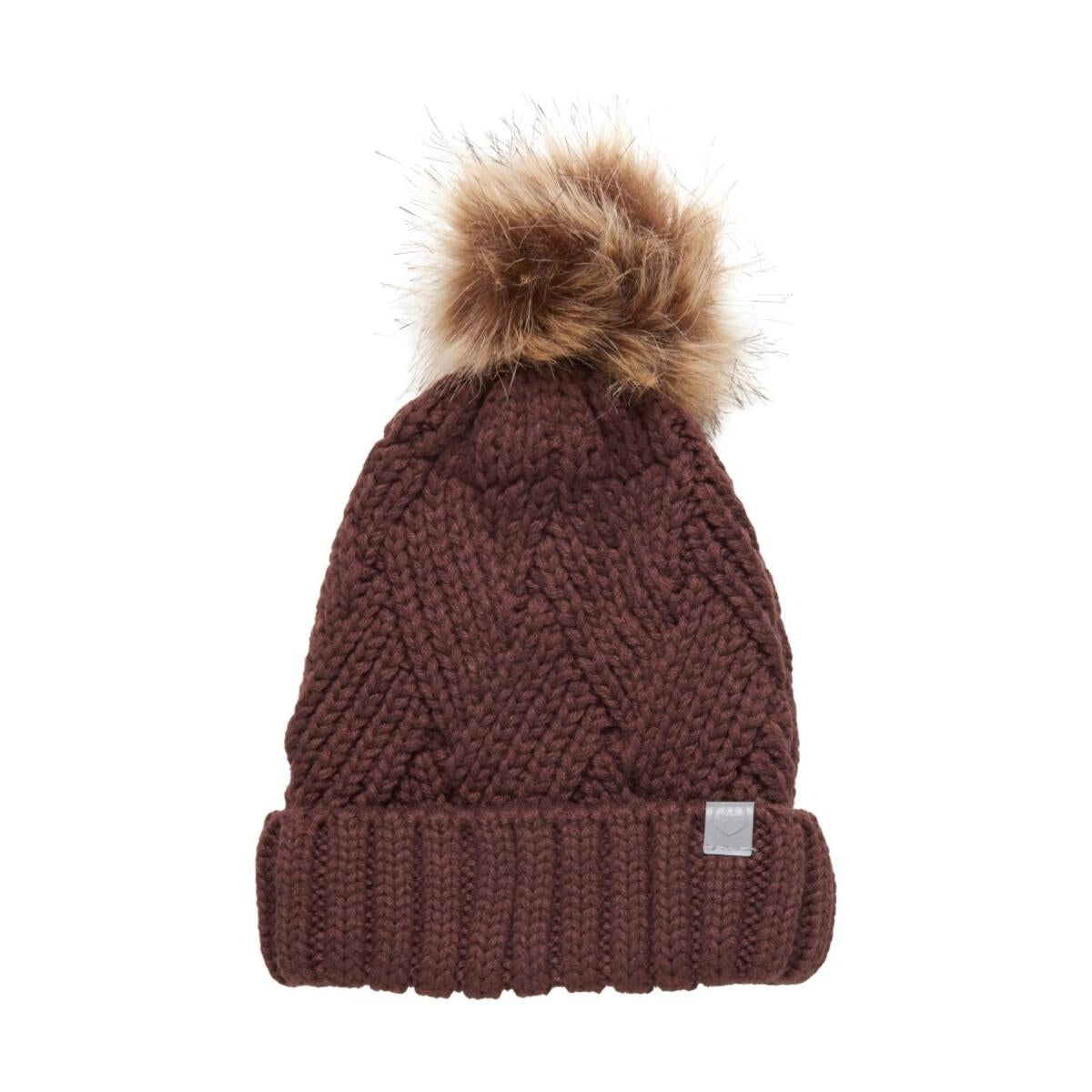 Color kids - Tuque en tricot avec pompon, brune