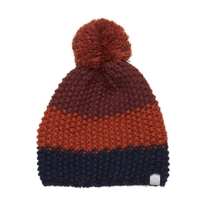 Color kids - Tuque en tricot avec pompon, tricolore marron