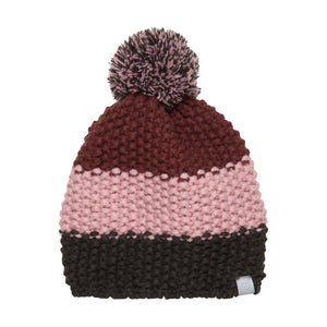 Color kids - Tuque en tricot avec pompon, tricolore bourgogne