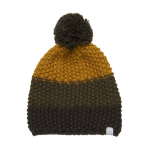 Color kids - Tuque en tricot avec pompon, tricolore olive