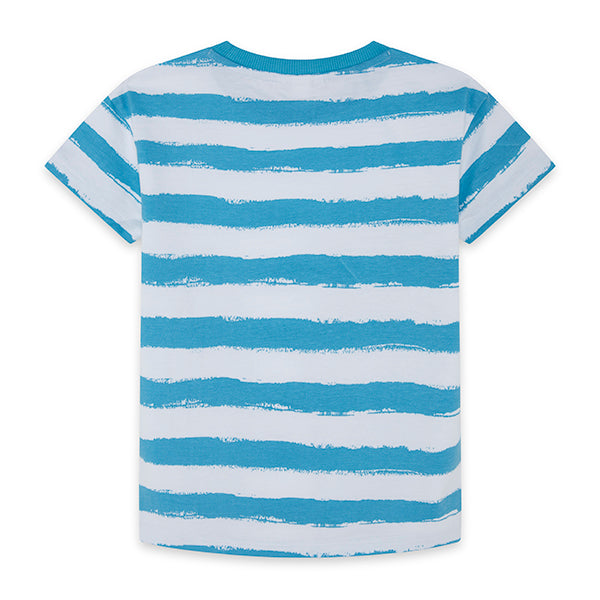 Tuc tuc - Chandail manches courtes - Lignées bleu et blanc beach, 4 ans
