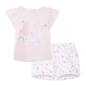 Tuc tuc - Ensemble chandail rose éléphant et short à cœur, 3-6 mois