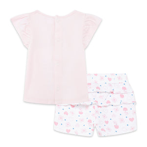 Tuc tuc - Ensemble chandail rose éléphant et short à cœur, 3-6 mois