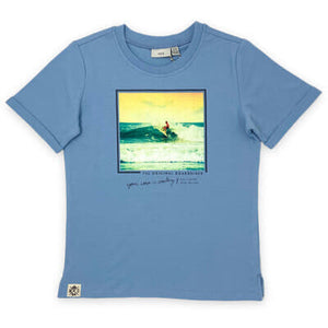 M.I.D - Chandail manches courtes, bleu motif surf, 4-5 ans