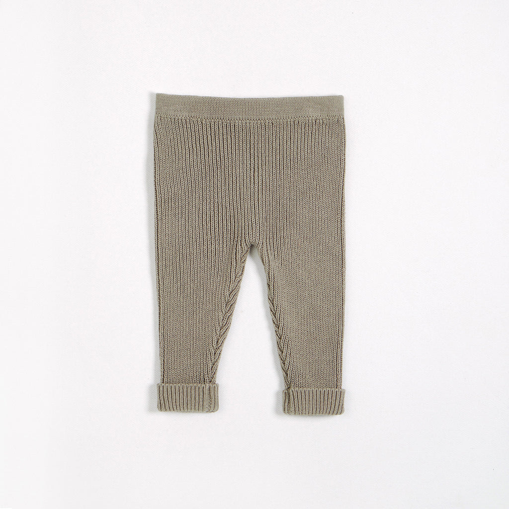 Petit lem - Pantalon en tricot vert kaki pour bébé, 3-6 mois