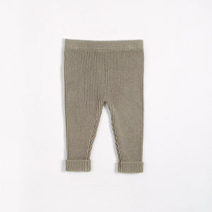 Petit lem - Pantalon en tricot vert kaki pour bébé, 3-6 mois