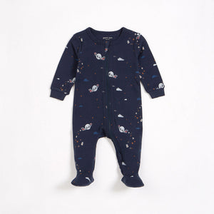 Petit lem - Pyjama à zip, à imprimé de Père Noël et ses rennes phosphorescent