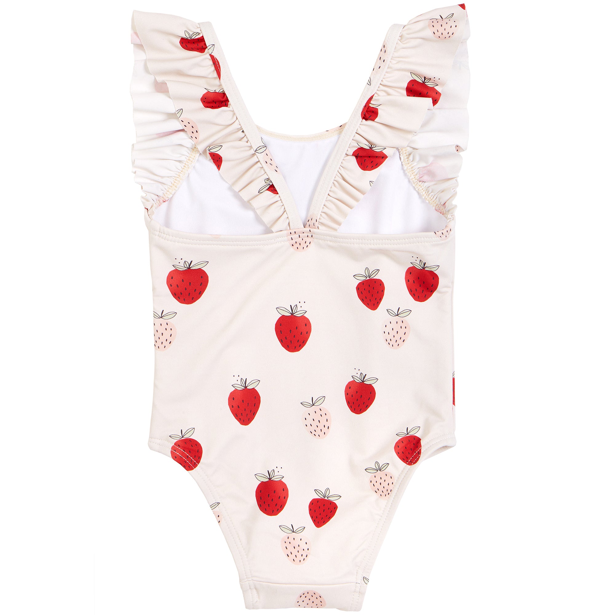 Petit lem - Maillot de bain à volants sable à imprimé fraises, 3-6 mois