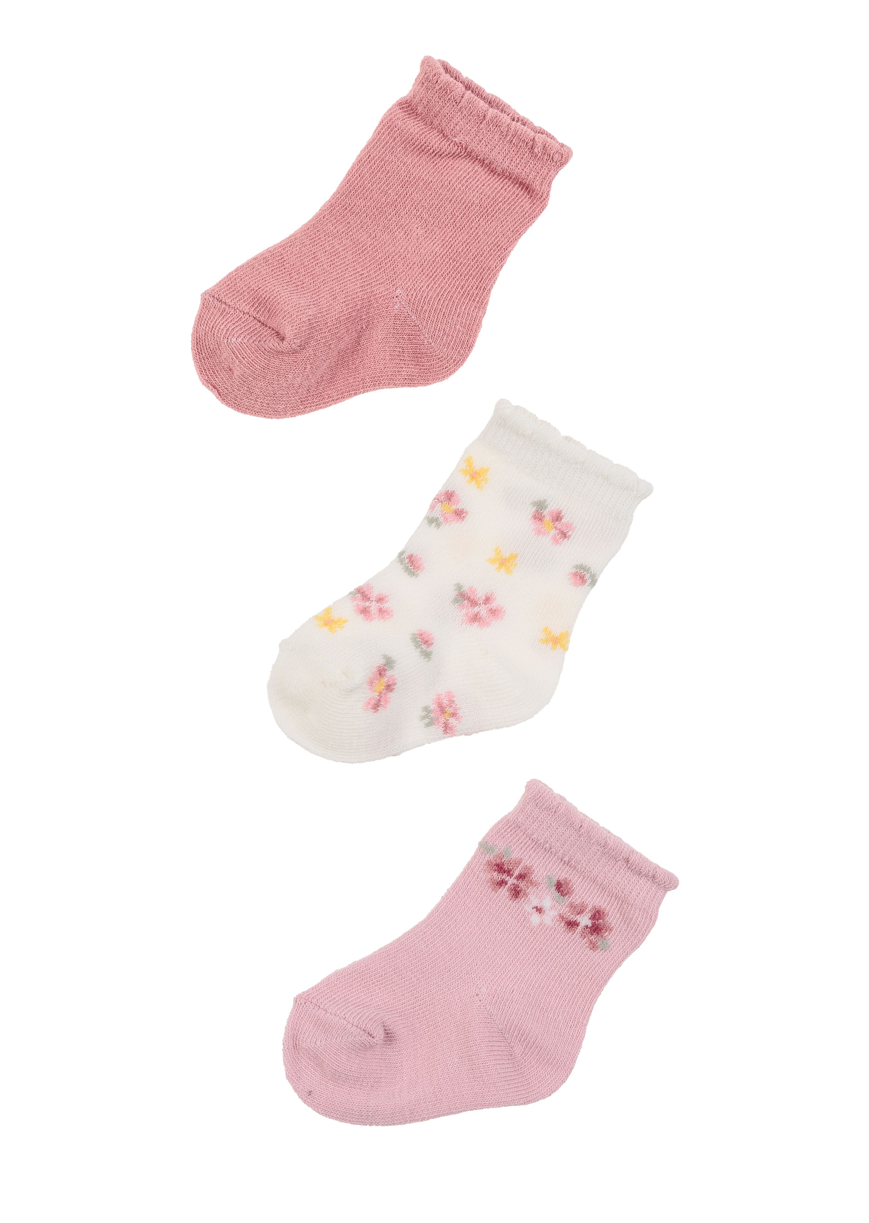 Losan - Trio de chaussettes rose avec petites fleurs