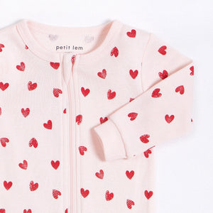 Petit lem - Pyjama pivoine à imprimé de coeurs