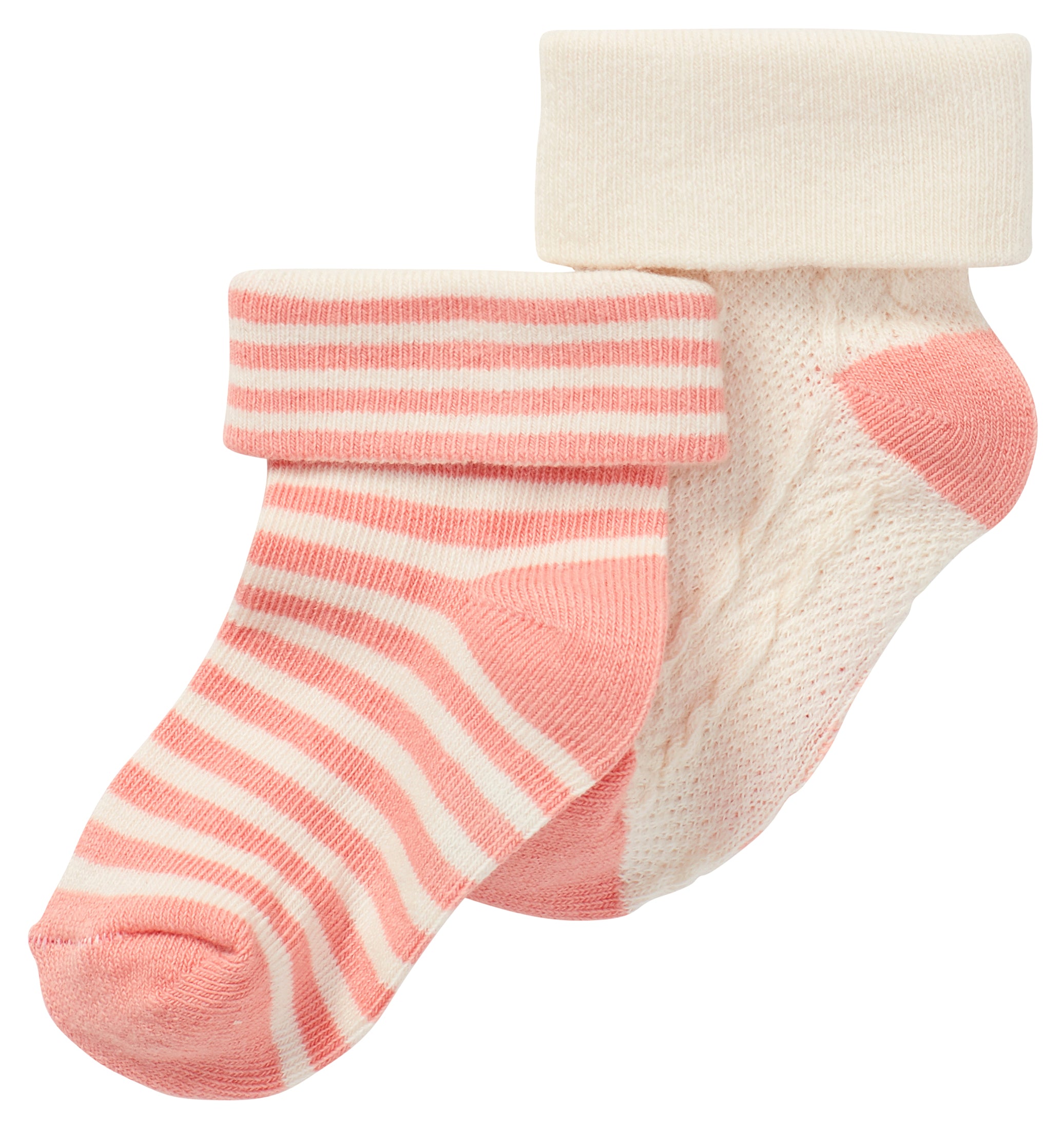 Noppies - 2 paires chaussettes -  Alappuzha, rose et blanc