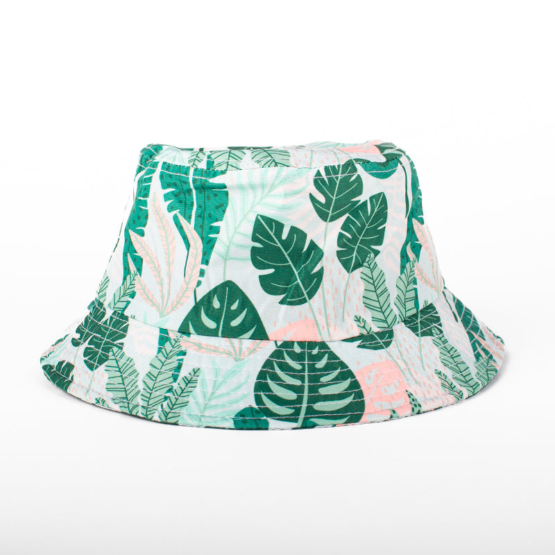 WLKN - Chapeau soleil pour fille - Feuilles verte et rose