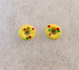 Bijoux Doigts de fée- boucles d'oreilles- petits beignes jaunes