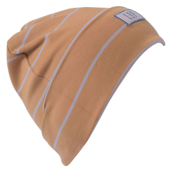 L&P Apparel - Tuque boston en coton, caramel chaud et gris terre