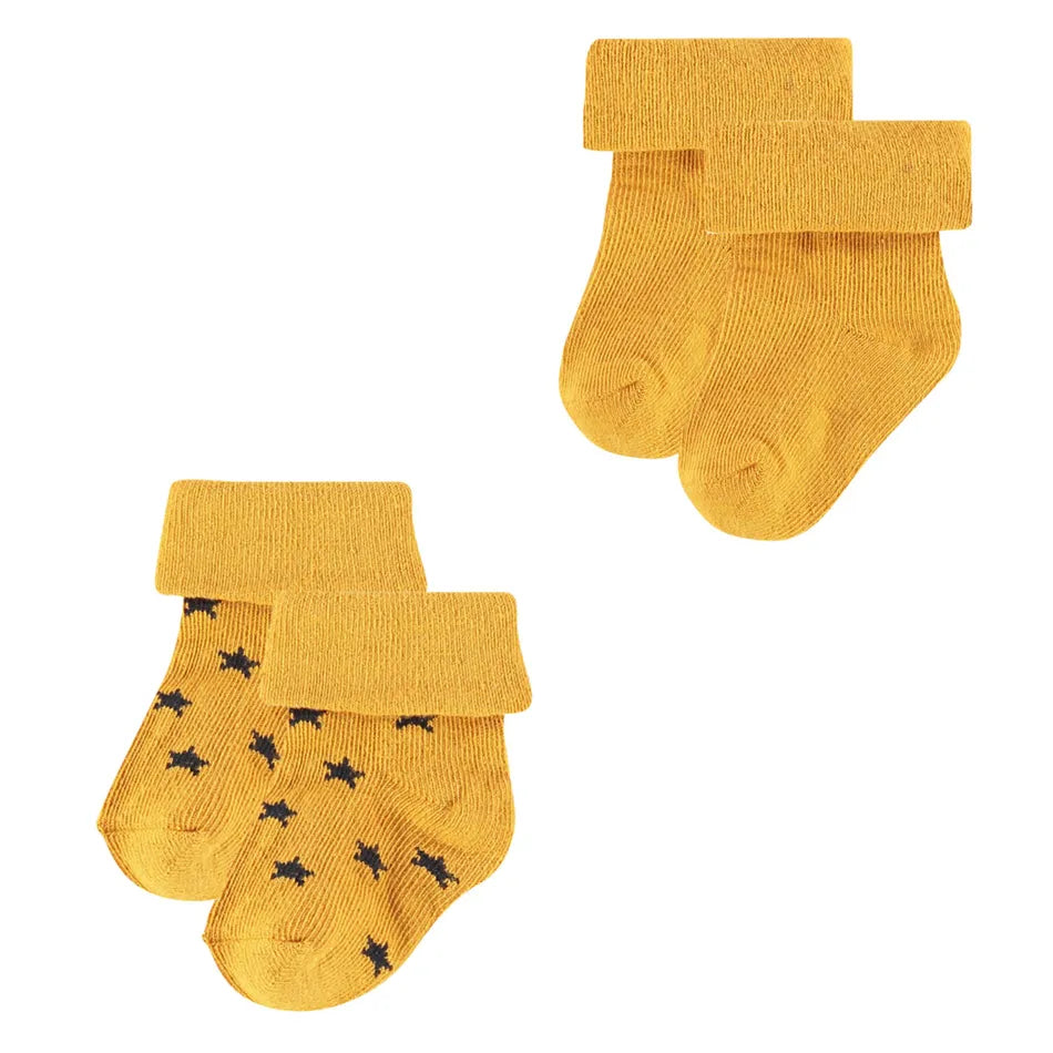 Noppies - 2 paires chausettes - moutarde et étoile