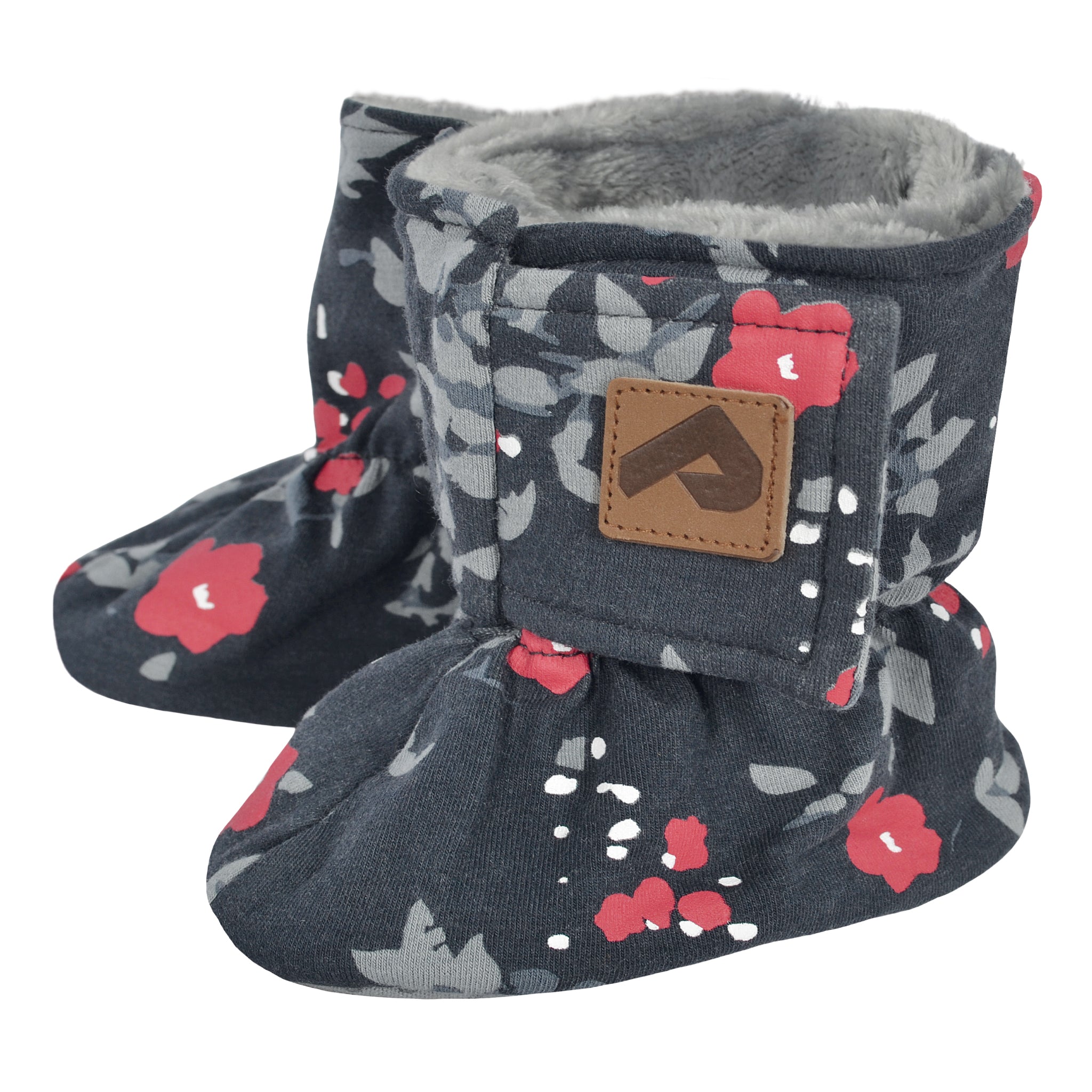 Perlimpinpin - Pantoufle, anthracite floral (0/6 mois)
