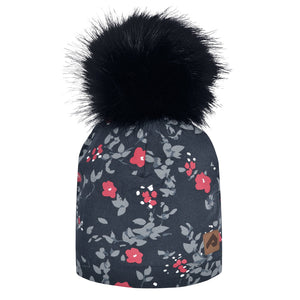 Perlimpinpin - Tuque avec pompon doublé de polar - Floral