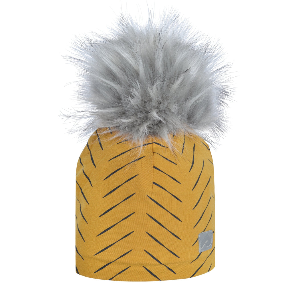 Perlimpinpin - Tuque avec pompon doublé de polar, chevron chai