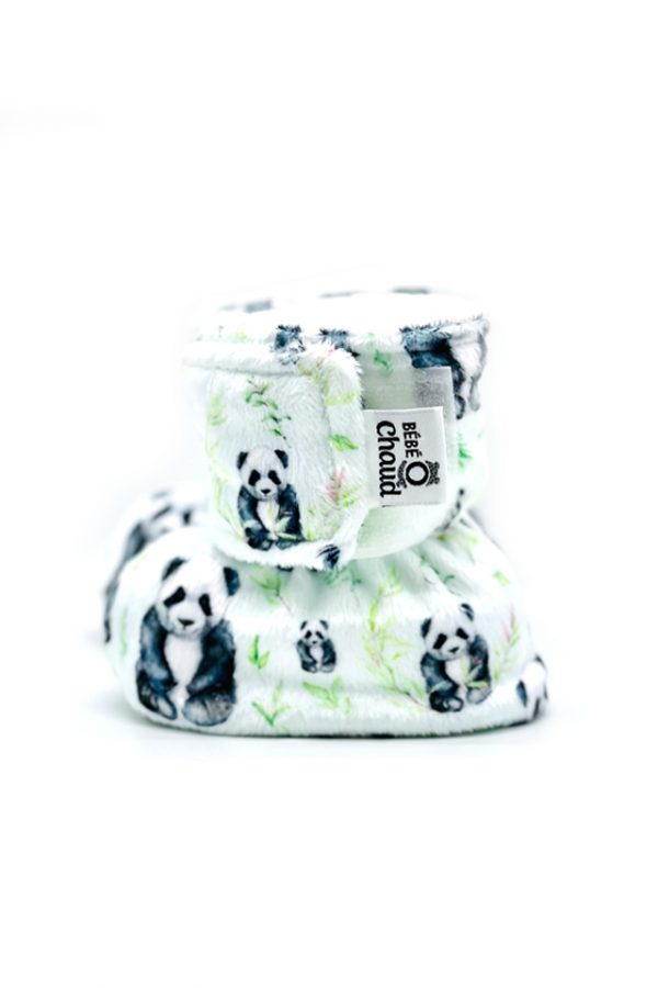 Bébé ô  chaud - Pantoufles à velcro – Panda bambou