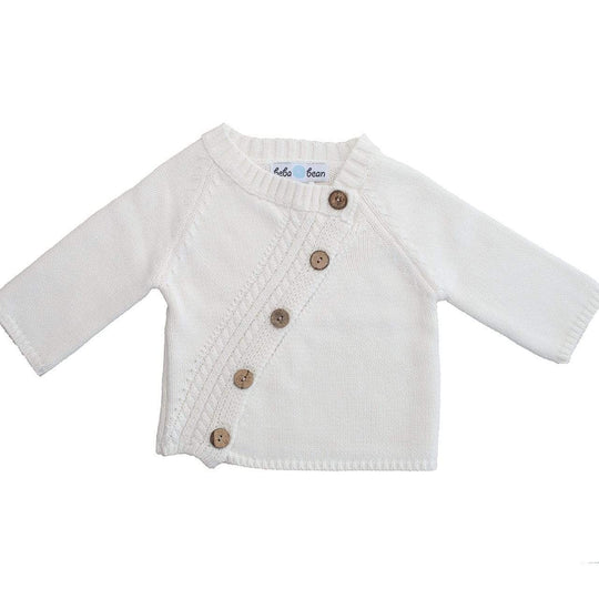 Beba bean - Veste en tricot blanche. 3-6 mois