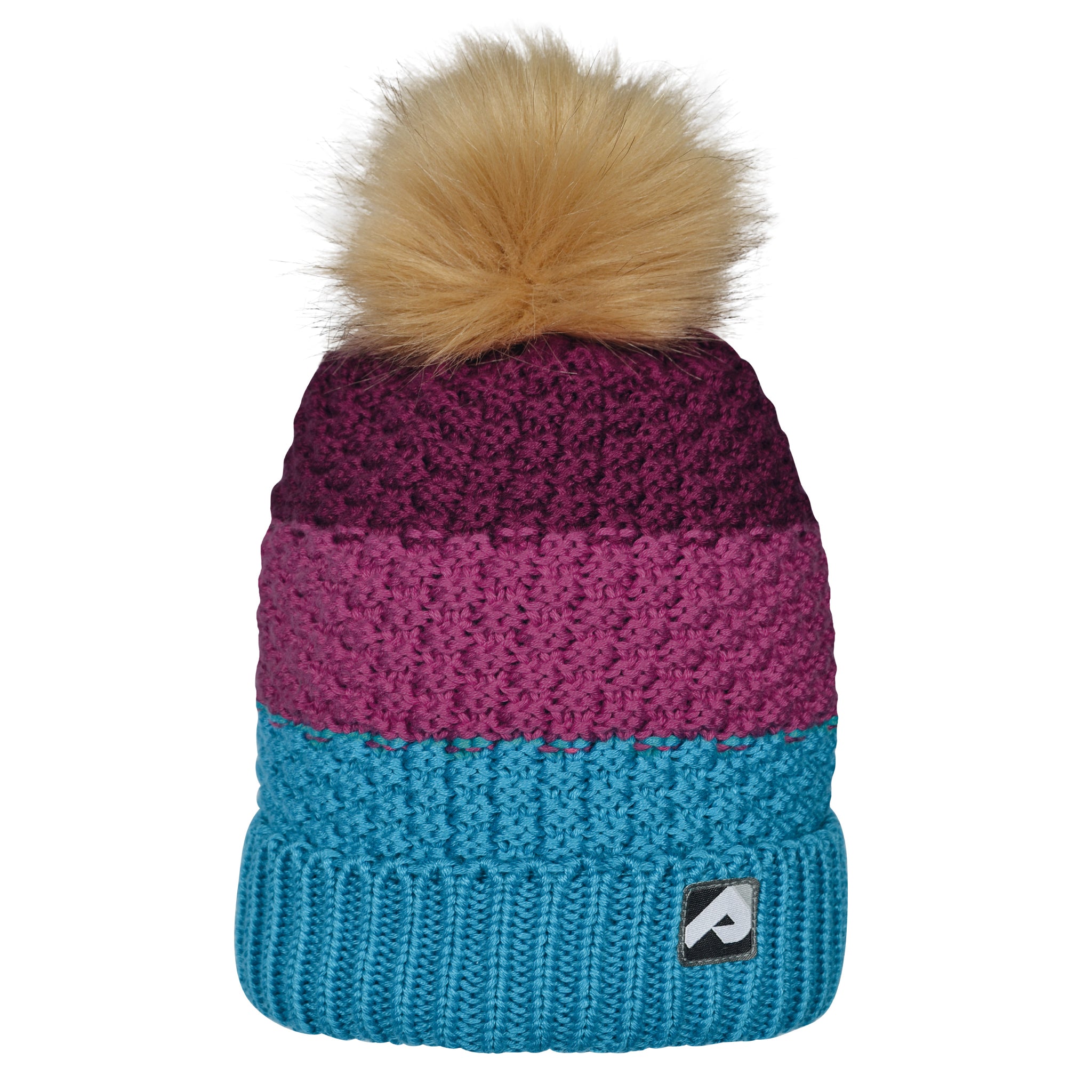 Perlimpinpin- tuque d’hiver à pompon détachable-merlot,rose et sarcelle