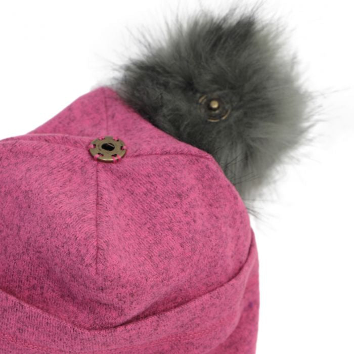 Calikids - Tuque à pompon avec attache mi-saison - Fuschia