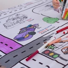 Bimoo- Transports - Nappe multilingue à colorier