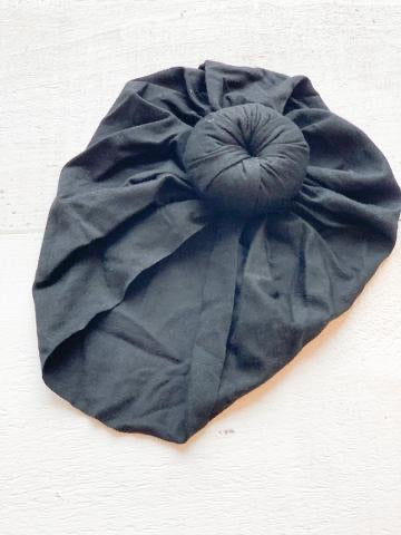 Turban de bébé Noir Tulipe Mini-bretzel