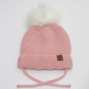 Calikids - tuque doublée tricot- vieux rose