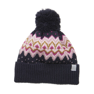 Color kids - Tuque en tricot hiver avec pompon, Marine et rose