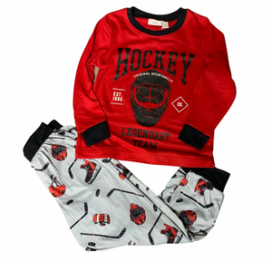 M.I.D - Pyjama 2 pièces, rouge hockey, 11-12 ans