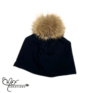 M.E.F Créations - Tuque à pompon doublure en coton - Noir adulte