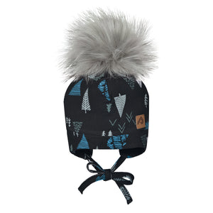 Perlimpinpin- tuque mi saison doublé en polar- arbres noirs 0-6 mois