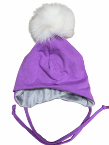 MEF Créations - Tuque doublée pour l’hiver avec attache - Lilas