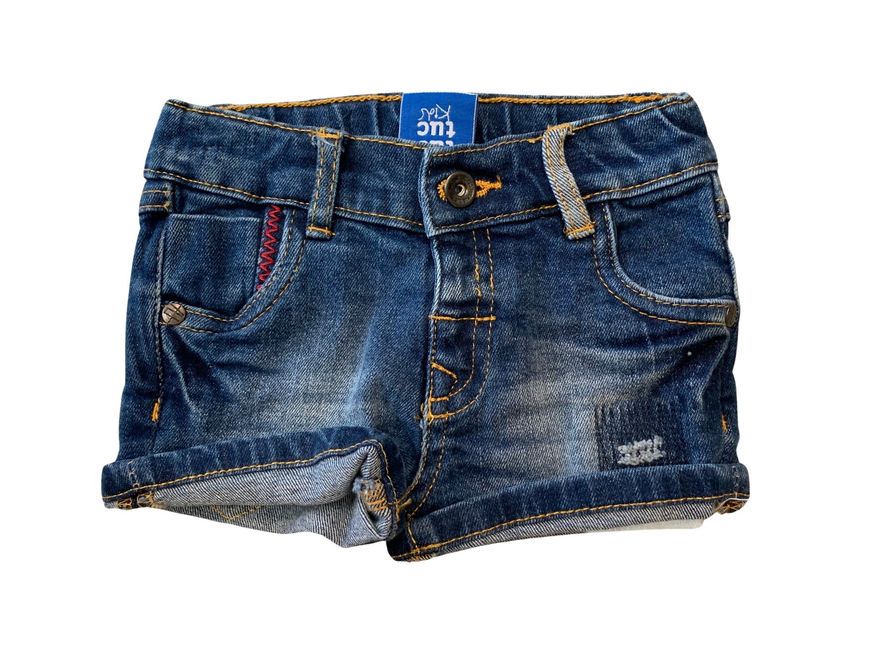 Tuc tuc- short en jean bleu, 6 et 9 mois