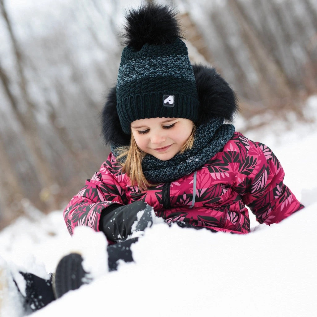 Perlimpinpin - Tuque d'hiver avec pompon amovible - Noir 6-12 ans