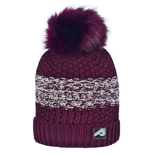 Perlimpinpin- tuque d’hiver à pompon détachable merlot et blanc, 6-12 ans