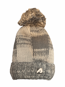 Perlimpinpin - Tuque en tricot hiver, gris et gris pâle