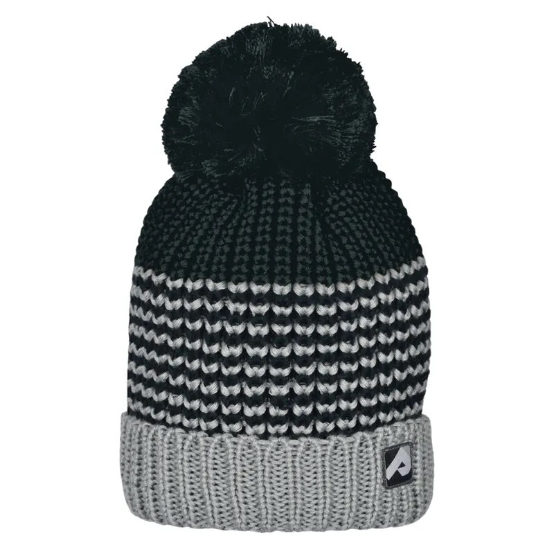 Perlimpinpin -  Tuque d’hiver tricoté doublé en polar- noir et gris