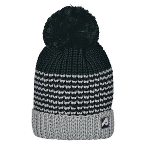 Perlimpinpin -  Tuque d’hiver tricoté doublé en polar- noir et gris