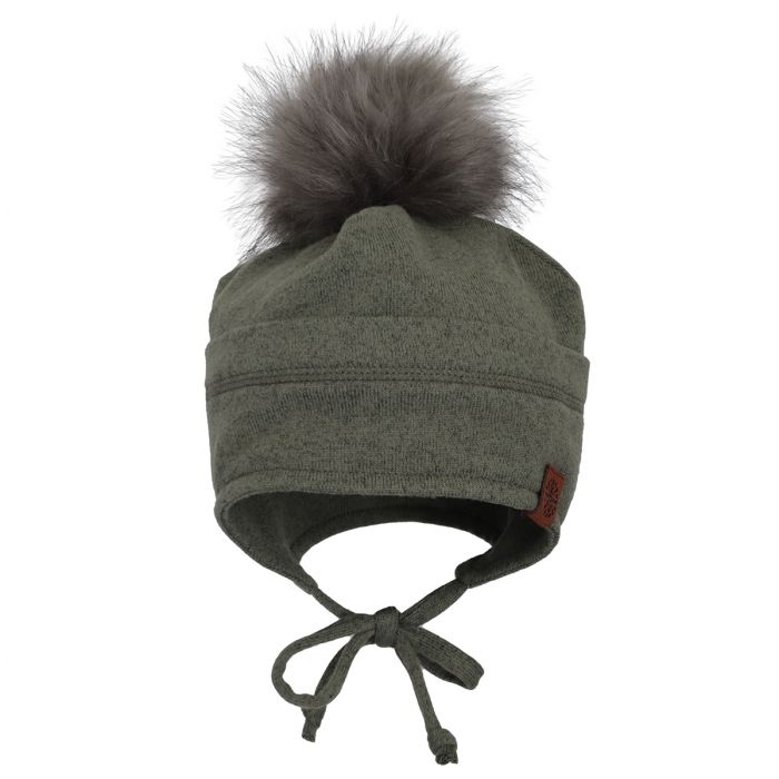 Calikids - Tuque mi-saison avec attache et pompon, olive